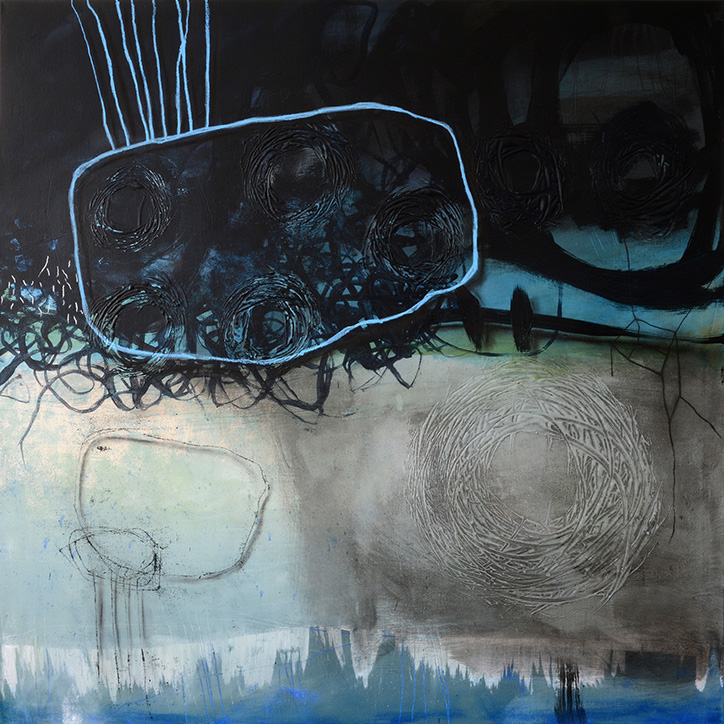 Verschmelzung - combining 1 | 2015 | Mischtechnik auf Leinwand | 100 x 100 cm