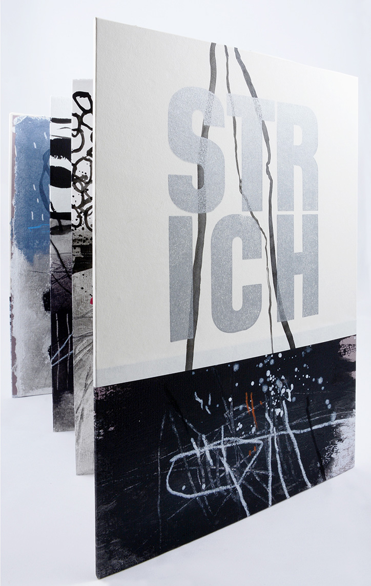 LAND – STRICH | 2015 | Leporello, 10 Seiten - DIN A4 | Künstlerbuch | Unikatbuch - Mischtechnik auf Büttenpapier