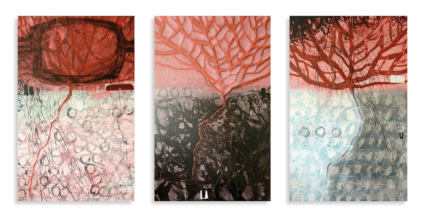the repetition code – Die Verbindung - symbiotic 1-3 | 2014 | Mischtechnik auf Leinwand | 160 x 100 cm