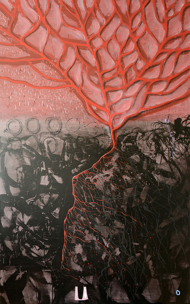 the repetition code – Die Verbindung - symbiotic 2 | 2014 | Mischtechnik auf Leinwand | 160 x 100 cm