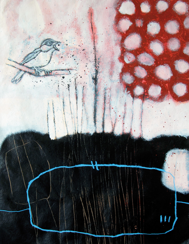 Käfigwelt 2 | 2011 | Mischtechnik auf Büttenpapier | 76 x 56 cm