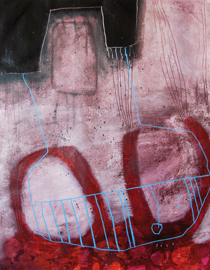 Käfigwelt 7 | 2011 | Mischtechnik auf Büttenpapier | 76 x 56 cm