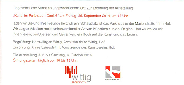 Kunst im Parkhaus - Deck 6 | Kunstverein Hof