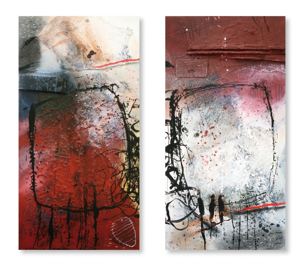 the repetition code - Licht und Schatten 1-2 | 2014 | Mischtechnik auf Leinwand | je 60 x 30 cm