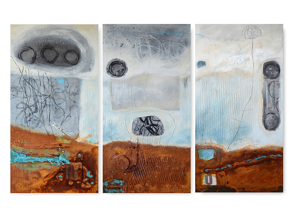 Überdecken - covering 1-3 | 2015 | Mischtechnik auf Holz | 3-teilig, je 100 x 50 cm