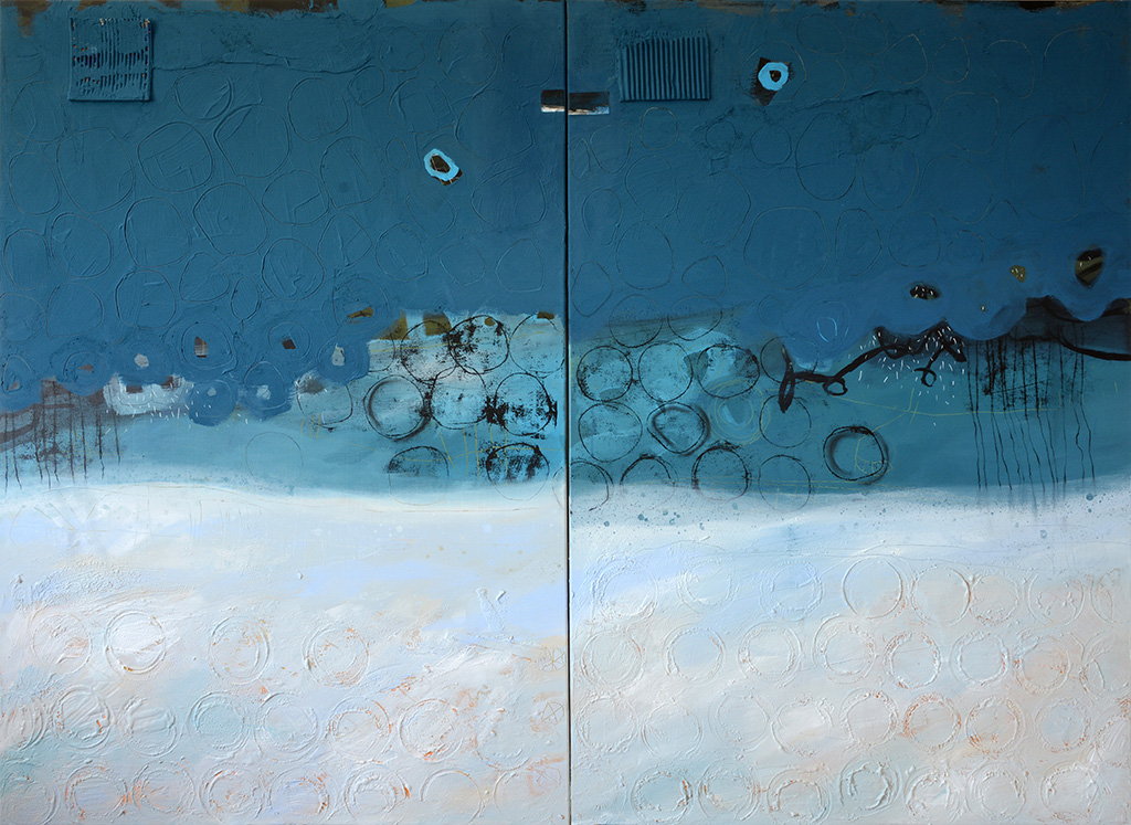 Das Verdecken - Wolkenvorhang - wall-cloud 1+2 | 2015 | Mischtechnik auf Leinwand | je 130 x 90 cm