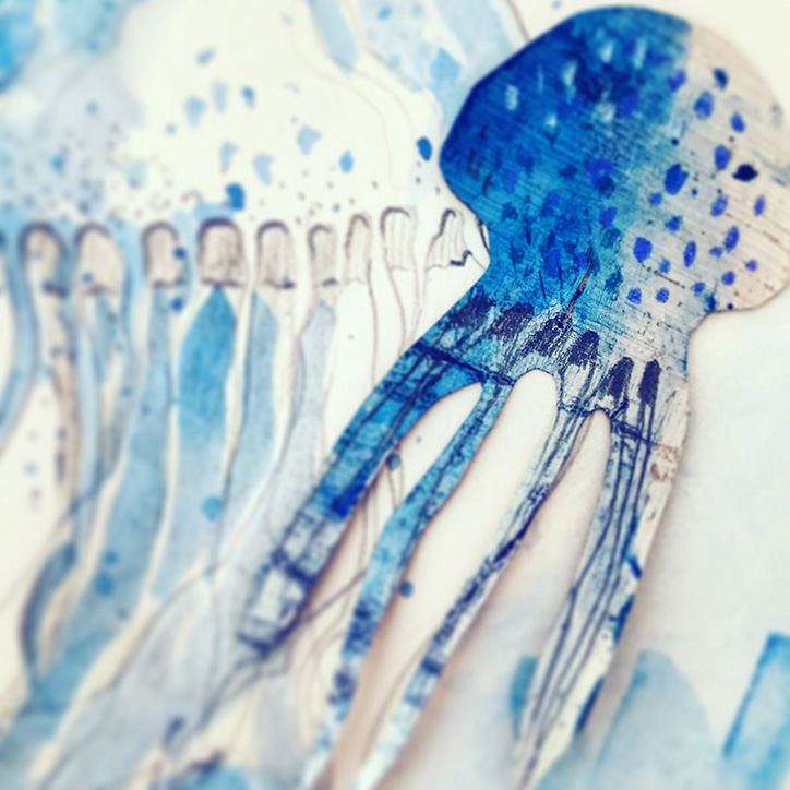 Blick ins Atelier…Februar 2016 | Neue Werke enstehen für die Ausstellung "Blaue Welten"