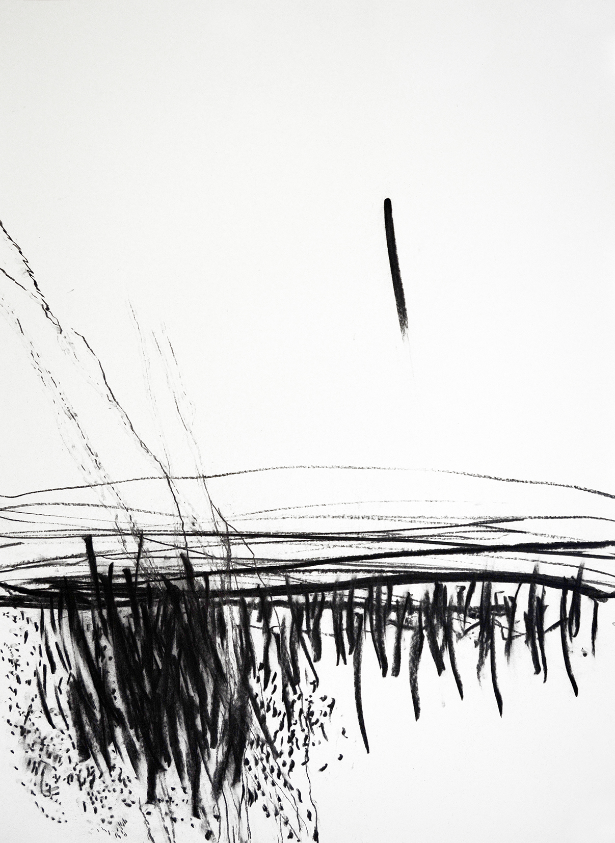 Grenzwandler 1 - inbetween the lines 1 | 70 x 50 cm | Kohle auf Papier | 2018