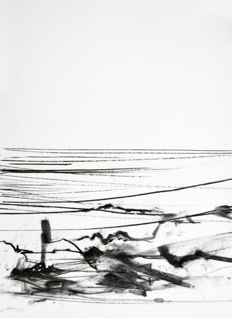 Grenzwandler 2 - inbetween the lines 2 | 70 x 50 cm | Kohle auf Papier | 2018